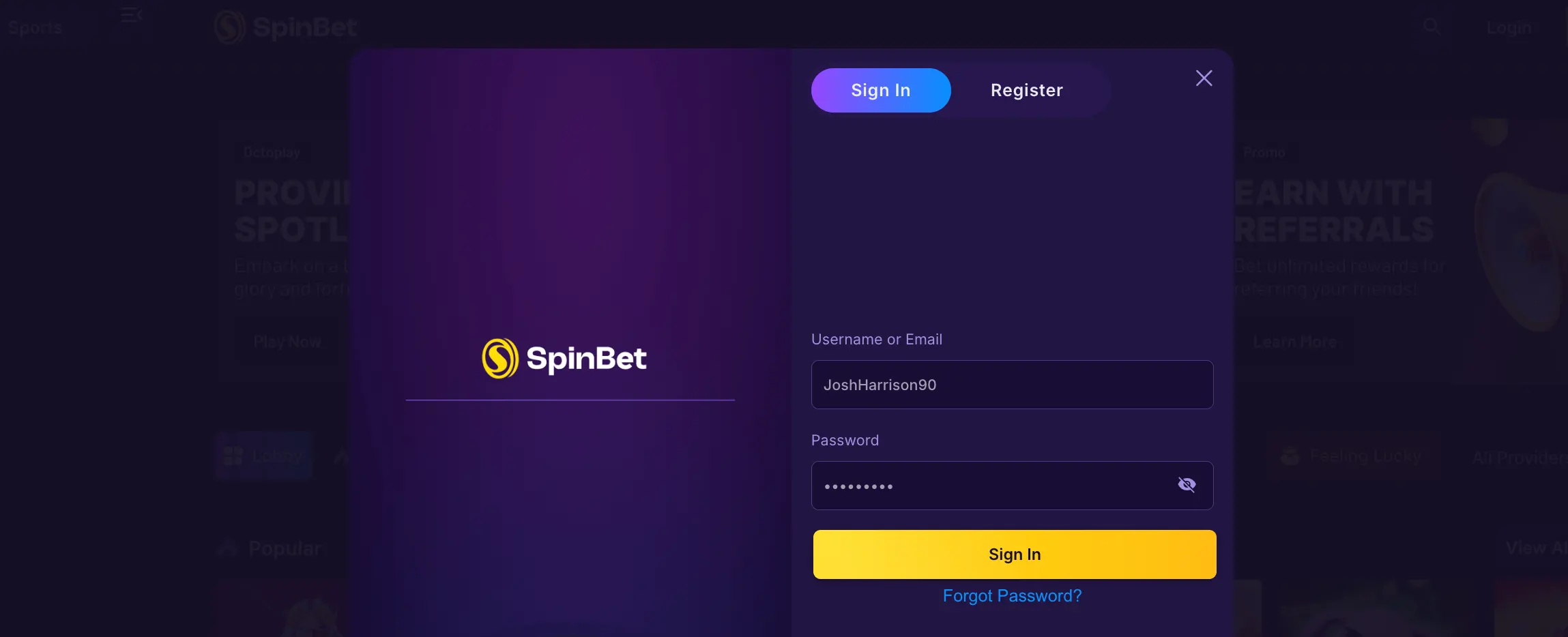 spinbet Gameplay