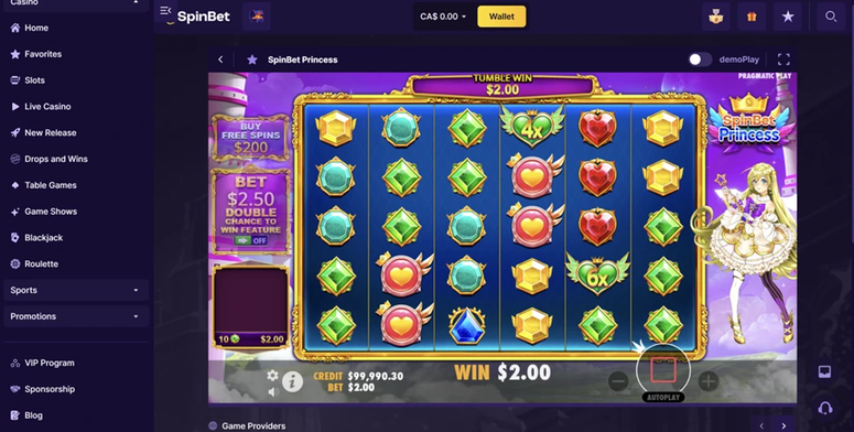spinbet Gameplay